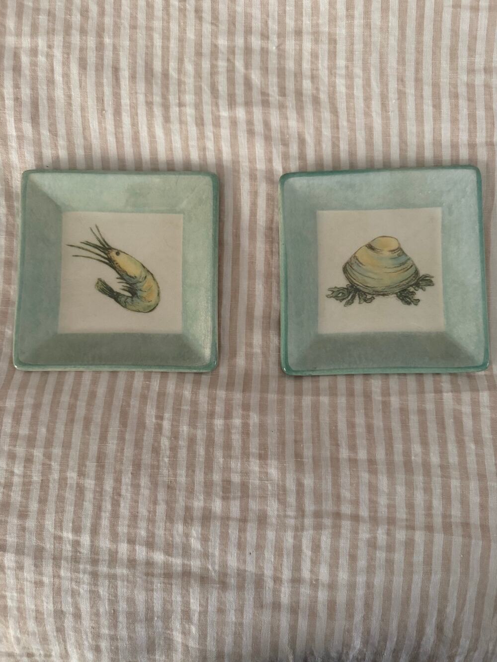 WILLIAMS-SONOMA Verano Tile Tapas Snack Plate Made in Italy Set Two Clam Shrimp
